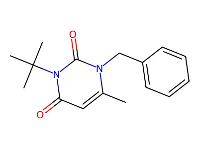 1-benzyl-3-(tert-butyl)-6-methylpyrimidine-2,4(1H,3H)-dione structure