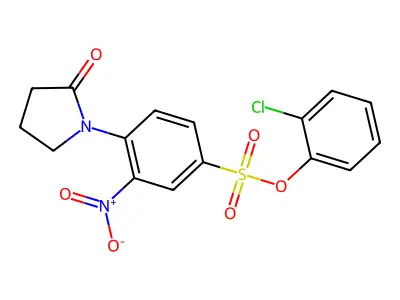 (2-Chlorophenyl) 3-nitro-4-(2-oxopyrrolidin-1-yl)benzenesulfonate structure