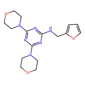 N-(furan-2-ylmethyl)-4,6-dimorpholino-1,3,5-triazin-2-amine structure
