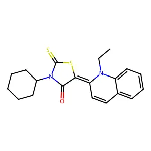 3-cyclohexyl-5-(1-ethyl-2(1H)-quinolinylidene)-2-thioxo-1,3-thiazolidin-4-one structure