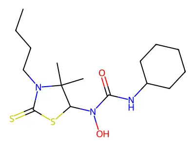 1-(3-butyl-4,4-dimethyl-2-thioxo-1,3-thiazolidin-5-yl)-3-cyclohexyl-1-hydroxyurea structure