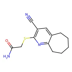 2-[(3-cyano-6,7,8,9-tetrahydro-5H-cyclohepta[b]pyridin-2-yl)sulfanyl]acetamide structure
