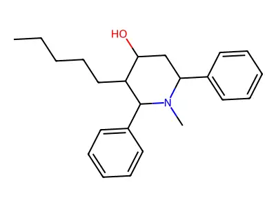 1-Methyl-3-pentyl-2,6-diphenylpiperidin-4-ol structure