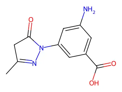 3-amino-5-(3-methyl-5-oxo-4,5-dihydro-1H-pyrazol-1-yl)benzoic acid structure