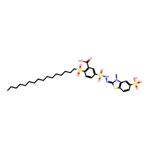 2-hexadecylsulfonyl-5-[[(3-methyl-5-sulfo-1,3-benzothiazol-2-ylidene)amino]sulfamoyl]benzoic acid structure
