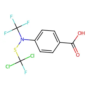 4-(((Dichlorofluoromethyl)thio)(trifluoromethyl)amino)benzoic acid structure
