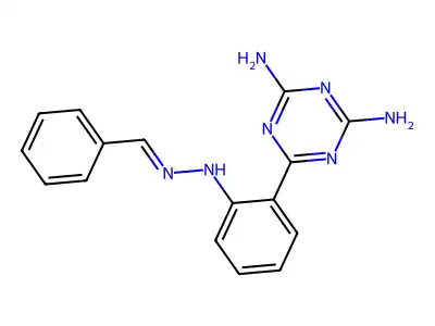 6-[2-(2-Benzylidenehydrazinyl)phenyl]-1,3,5-triazine-2,4-diamine structure