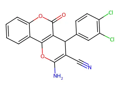 2-amino-4-(3,4-dichlorophenyl)-5-oxo-4H,5H-pyrano[3,2-c]chromene-3-carbonitrile structure