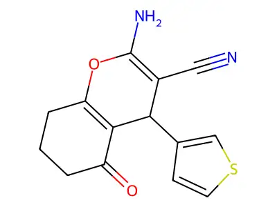 2-Amino-5-oxo-4-thiophen-3-yl-4,6,7,8-tetrahydrochromene-3-carbonitrile structure