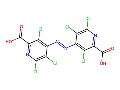 (E)-4,4'-(diazene-1,2-diyl)bis(3,5,6-trichloropicolinic acid) structure