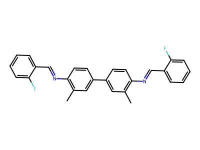 N,N'-bis[(E)-(2-fluorophenyl)methylidene]-3,3'-dimethylbiphenyl-4,4'-diamine structure