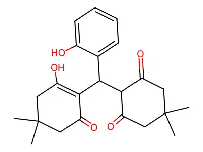 2-[(2-hydroxy-4,4-dimethyl-6-oxo-1-cyclohexen-1-yl)(2-hydroxyphenyl)methyl]-5,5-dimethyl-1,3-cyclohexanedione structure