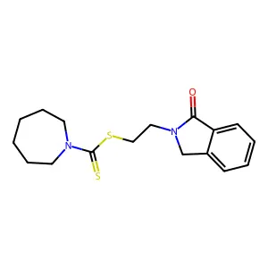 2-(1-oxo-1,3-dihydro-2H-isoindol-2-yl)ethyl azepane-1-carbodithioate structure