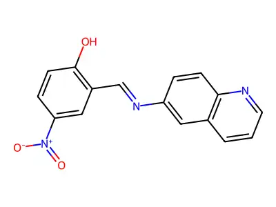 4-nitro-2-[(E)-(6-quinolinylimino)methyl]phenol structure