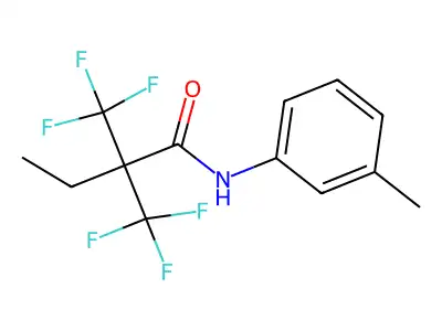 N-(3-methylphenyl)-2,2-bis(trifluoromethyl)butanamide structure