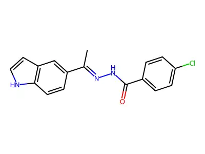 4-chloro-N-[1-(1H-indol-5-yl)ethylideneamino]benzamide structure