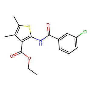 Ethyl 2-[(3-chlorobenzoyl)amino]-4,5-dimethylthiophene-3-carboxylate structure