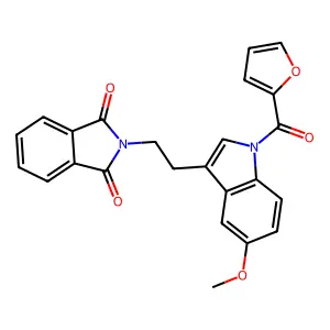 2-[2-[1-(Furan-2-carbonyl)-5-methoxyindol-3-yl]ethyl]isoindole-1,3-dione structure