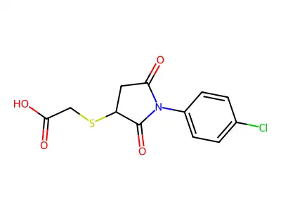 {[1-(4-Chlorophenyl)-2,5-dioxopyrrolidin-3-YL]thio}acetic acid structure