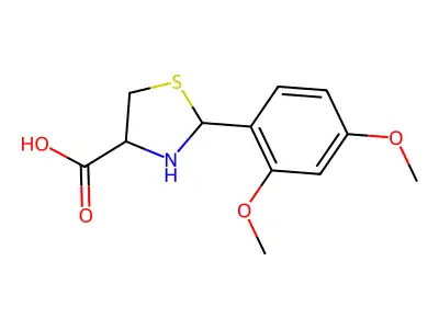 2-(2,4-Dimethoxyphenyl)thiazolidine-4-carboxylic acid structure