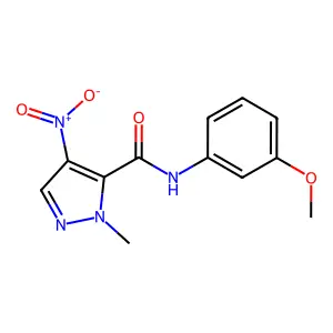 N-(3-methoxyphenyl)-2-methyl-4-nitropyrazole-3-carboxamide structure