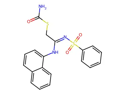 S-[2-(benzenesulfonylimino)-2-(naphthalen-1-ylamino)ethyl] carbamothioate structure