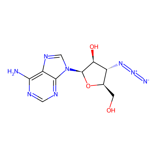 2-(6-aminopurin-9-yl)-4-azido-5-(hydroxymethyl)oxolan-3-ol structure