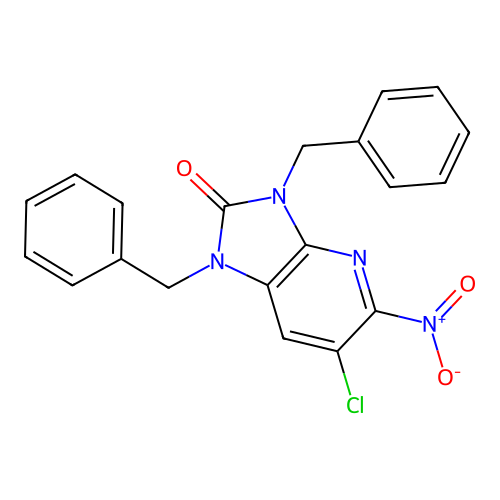 1,3-dibenzyl-6-chloro-5-nitro-1,3-dihydro-2H-imidazo[4,5-b]pyridin-2-one structure