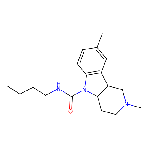 N-butyl-2,8-dimethyl-1,2,3,4,4a,9b-hexahydro-5H-pyrido[4,3-b]indole-5-carboxamide structure