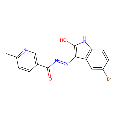 (E)-N'-(5-bromo-2-oxoindolin-3-ylidene)-6-methylnicotinohydrazide structure