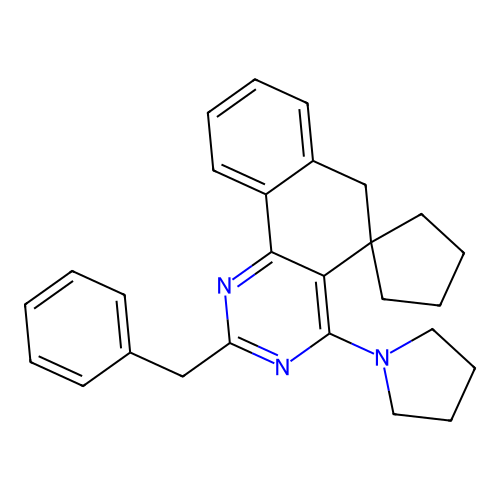 2-benzyl-4-(pyrrolidin-1-yl)-6H-spiro[benzo[h]quinazoline-5,1'-cyclopentane] structure