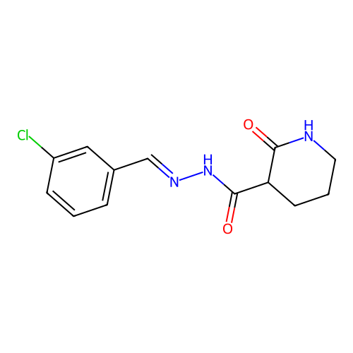 N'-[(E)-(3-chlorophenyl)methylidene]-2-oxopiperidine-3-carbohydrazide structure