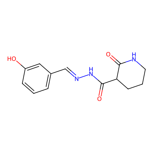 N'-[(E)-(3-hydroxyphenyl)methylidene]-2-oxopiperidine-3-carbohydrazide structure