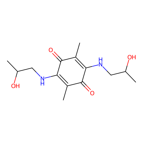 p-Benzoquinone, 2,5-bis[(2-hydroxypropyl)amino]-3,6-dimethyl- structure