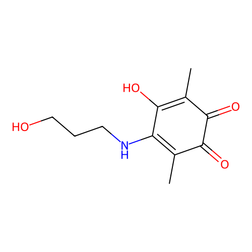 p-Benzoquinone, 2-hydroxy-5-[(3-hydroxypropyl)amino]-3,6-dimethyl- structure