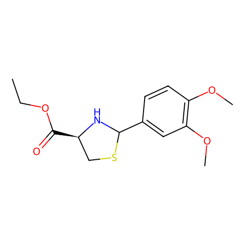 (4R)-ethyl 2-(3,4-dimethoxyphenyl)thiazolidine-4-carboxylate structure