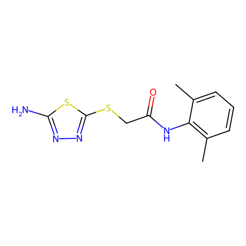 2-[(5-amino-1,3,4-thiadiazol-2-yl)sulfanyl]-N-(2,6-dimethylphenyl)acetamide structure