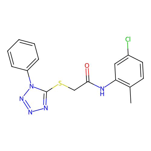 N-(5-Chloro-2-methyl-phenyl)-2-(1-phenyl-1H-tetrazol-5-ylsulfanyl)-acetamide structure