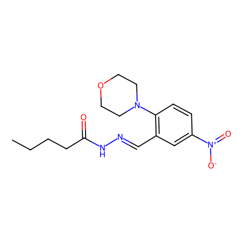 N-[(2-morpholin-4-yl-5-nitrophenyl)methylideneamino]pentanamide structure