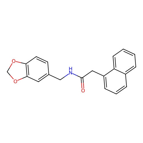 N-(1,3-Benzodioxol-5-ylmethyl)-2-(1-naphthyl)acetamide structure