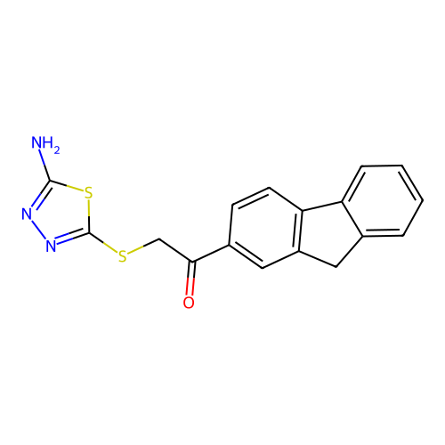 2-[(5-amino-1,3,4-thiadiazol-2-yl)sulfanyl]-1-(9H-fluoren-2-yl)ethanone structure