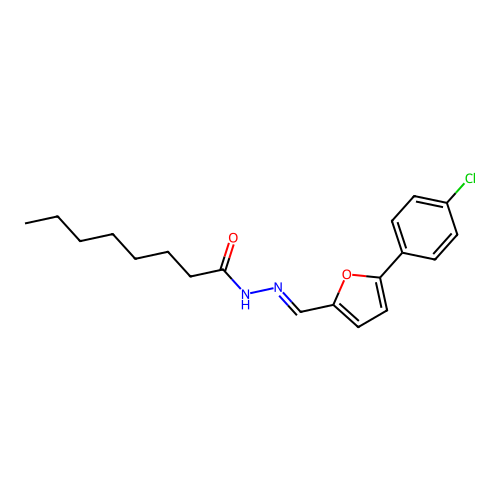 N-[[5-(4-chlorophenyl)furan-2-yl]methylideneamino]octanamide structure