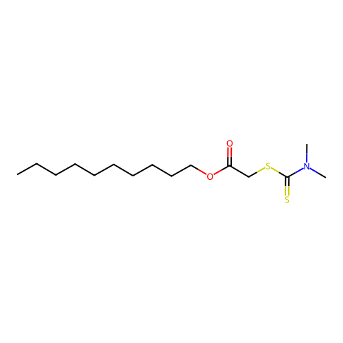 Decyl 2-(N,N-dimethylthiocarbamoylthio)acetate structure