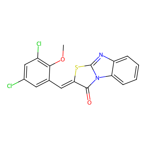 (2Z)-2-(3,5-dichloro-2-methoxybenzylidene)[1,3]thiazolo[3,2-a]benzimidazol-3(2H)-one structure
