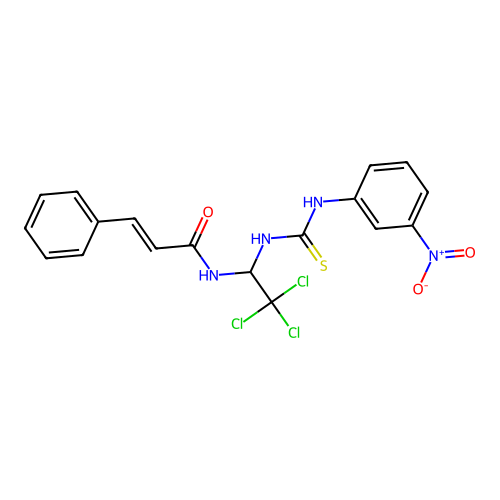 (E)-3-phenyl-N-[2,2,2-trichloro-1-[(3-nitrophenyl)carbamothioylamino]ethyl]prop-2-enamide structure