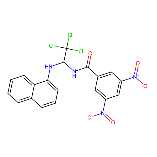 3,5-dinitro-N-[2,2,2-trichloro-1-(naphthalen-1-ylamino)ethyl]benzamide structure