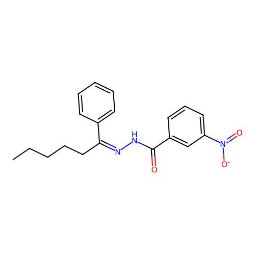 3-nitro-N'-(1-phenylhexylidene)benzohydrazide structure