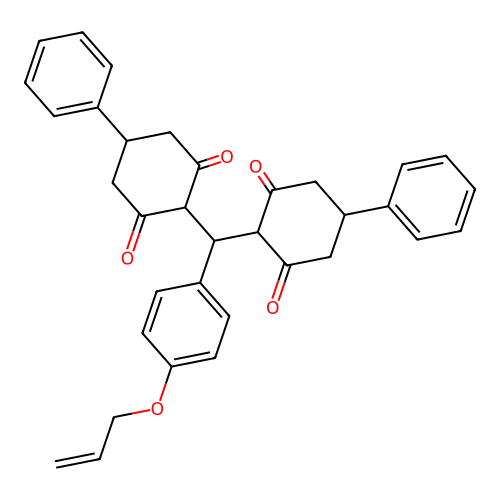 2,2'-{[4-(prop-2-en-1-yloxy)phenyl]methanediyl}bis(5-phenylcyclohexane-1,3-dione) structure