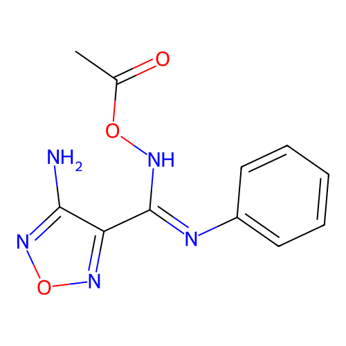 N'-(Acetyloxy)-4-amino-N-phenyl-1,2,5-oxadiazole-3-carboximidamide structure