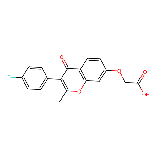 {[3-(4-fluorophenyl)-2-methyl-4-oxo-4H-chromen-7-yl]oxy}acetic acid structure